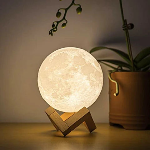 Lampe Lune 3D – Veilleuse Lunaire avec Deux Teintes et Contrôle Tactile