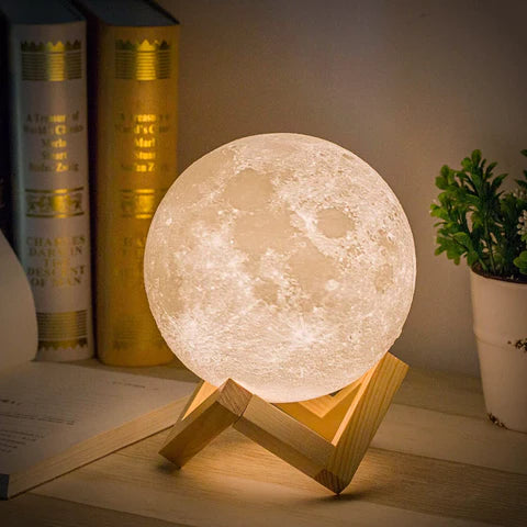 Lampe Lune 3D – Veilleuse Lunaire avec Deux Teintes et Contrôle Tactile
