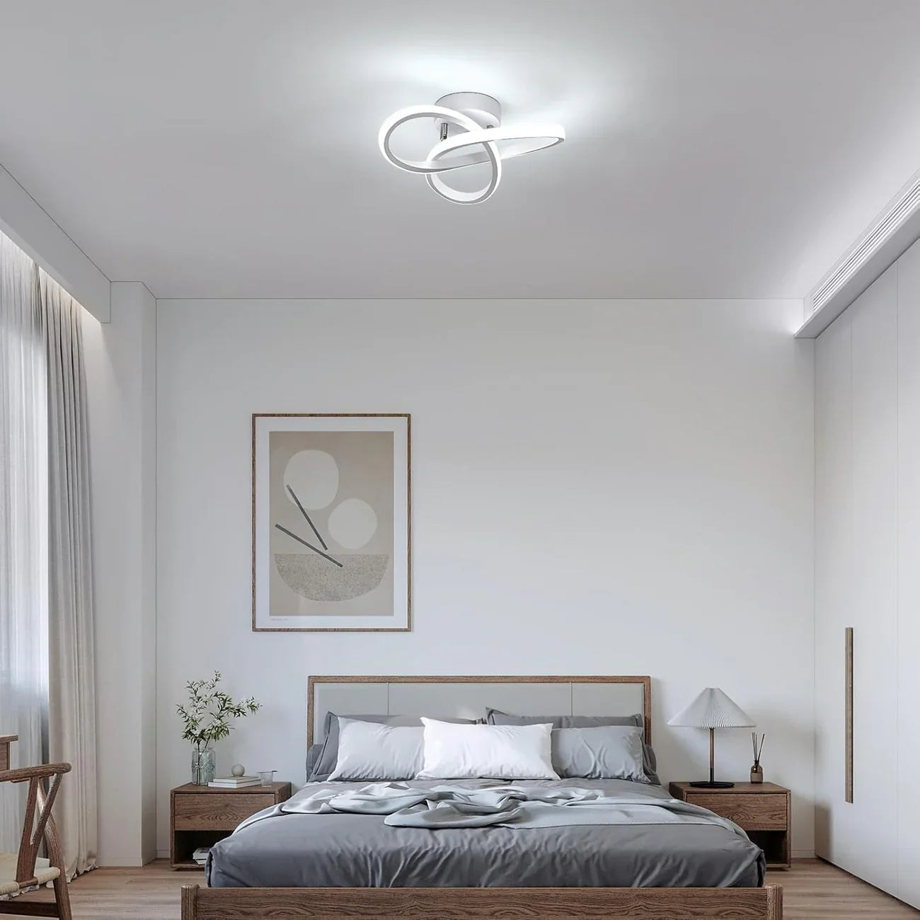 Plafonnier LED Blanc en Métal et Acrylique