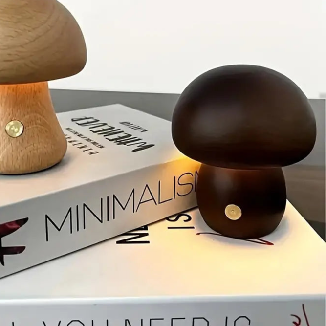 Lampe décorative champignon en bois