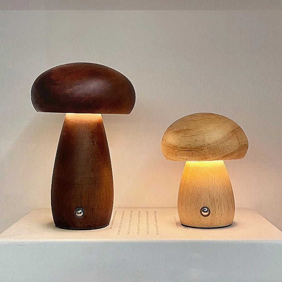 Lampe décorative champignon en bois