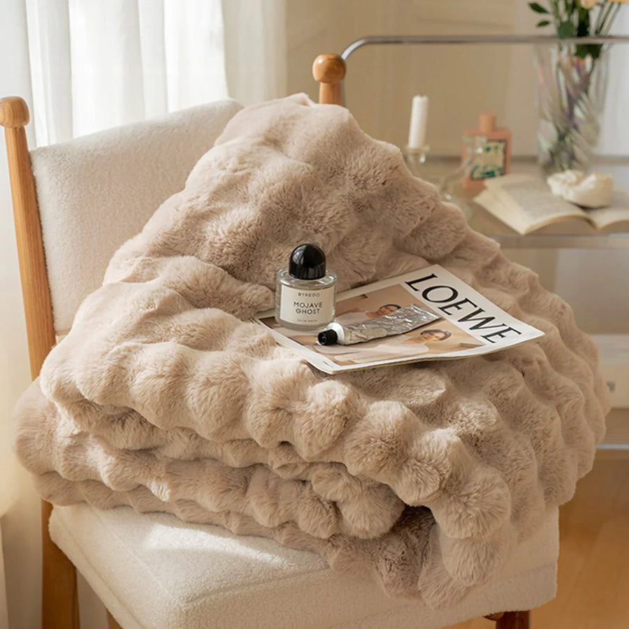Couverture en fausse fourrure de lapin