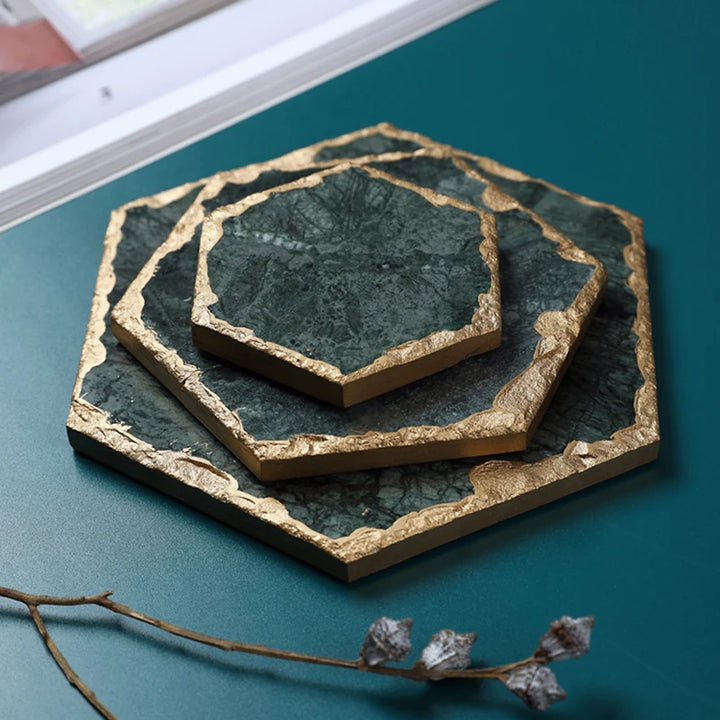 Sous-verres design en imitation marbre vert