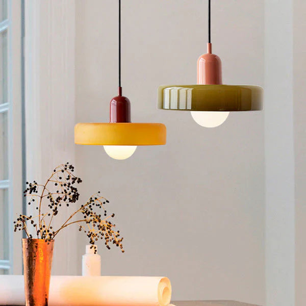 Lampe Suspendue Bauhaus en Verre Coloré – Suspension Design Moderne pour Intérieur Élégant