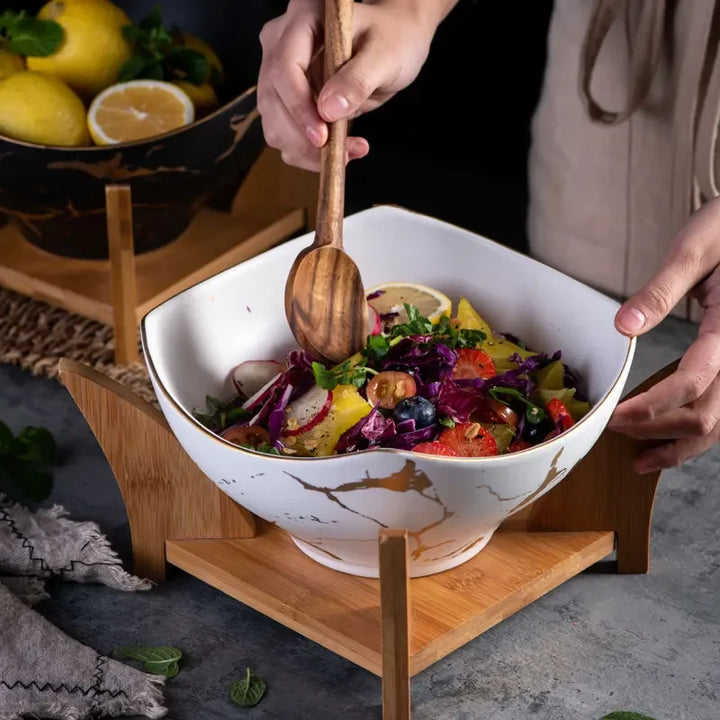 Saladier Design en Céramique Effet Marbre – Élégance pour la Table