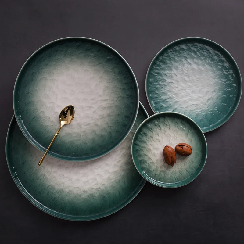 Assiette en céramique dégradée – Vert émeraude