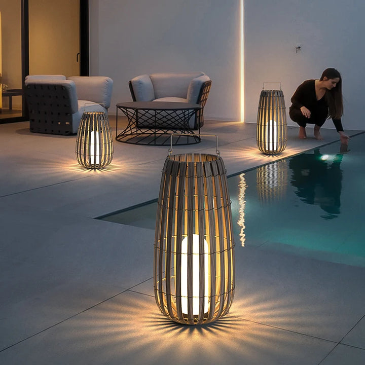 Lampe de Jardin en Rotin – Étanche et Rechargeable