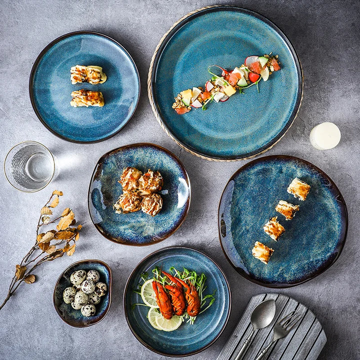 Service de Table Ocean Breeze – 11 Pièces en Porcelaine Émaillée