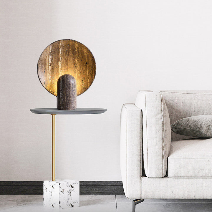 Lampe en pierre effet travertin – Élégance minérale pour votre intérieur