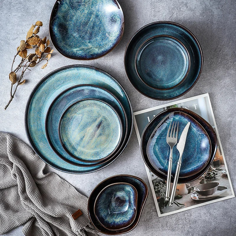 Service de Table Ocean Breeze – 11 Pièces en Porcelaine Émaillée