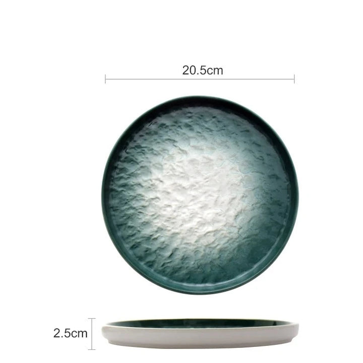 Assiette en céramique dégradée – Vert émeraude