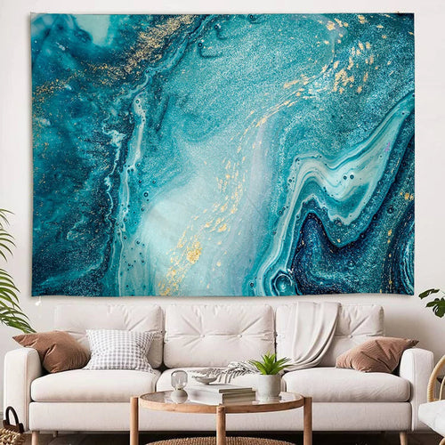 Tapisserie Murale Agate Bleue – Ambiance Apaisante