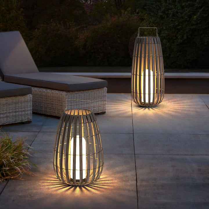 Lampe de Jardin en Rotin – Étanche et Rechargeable