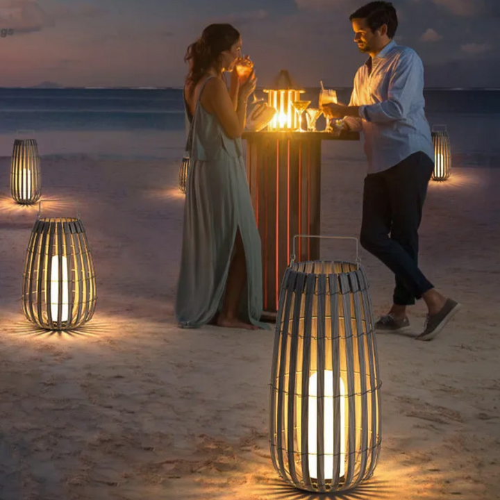 Lampe de Jardin en Rotin – Étanche et Rechargeable