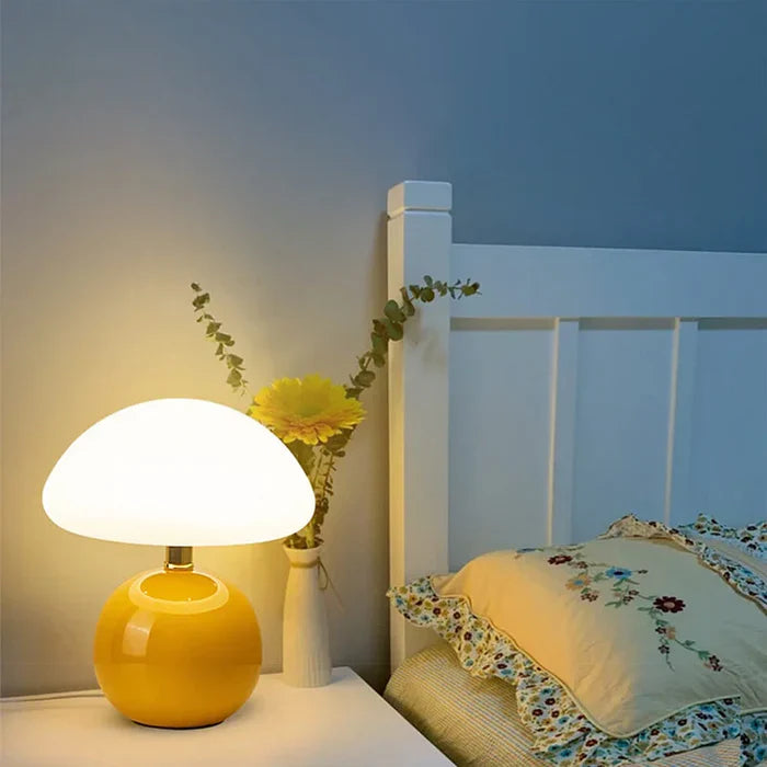 Lampe de Table Champignon en Céramique Crème