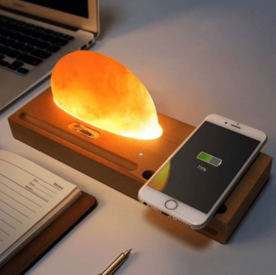 Lampe de Sel de l’Himalaya avec Chargeur Sans Fil