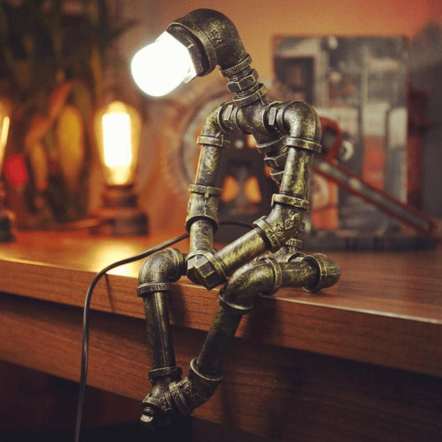 Lampe décorative robot en fer