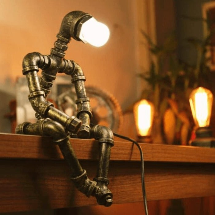 Lampe décorative robot en fer
