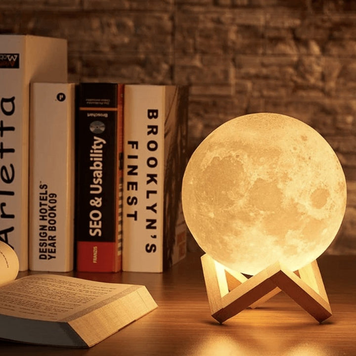 Lampe Lune 3D – Veilleuse Lunaire avec Deux Teintes et Contrôle Tactile