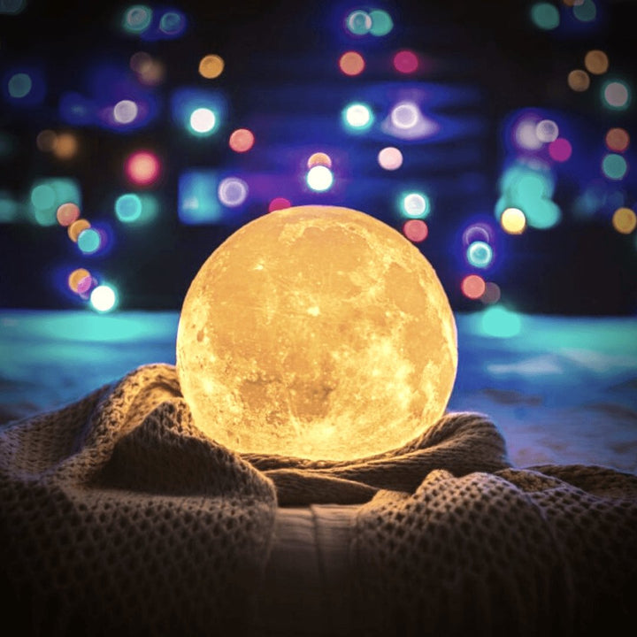 Lampe Lune 3D – Veilleuse Lunaire avec Deux Teintes et Contrôle Tactile