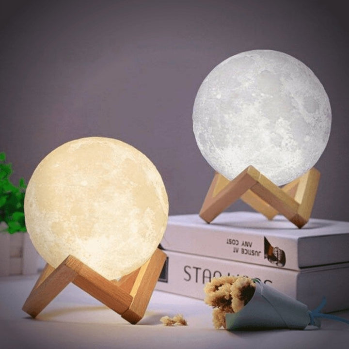 Lampe Lune 3D – Veilleuse Lunaire avec Deux Teintes et Contrôle Tactile