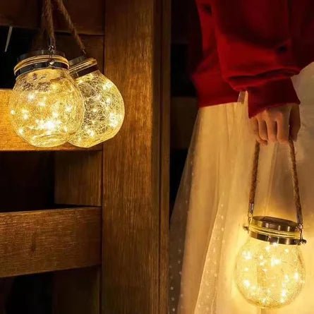 Lanterne en verre solaire en forme de globe