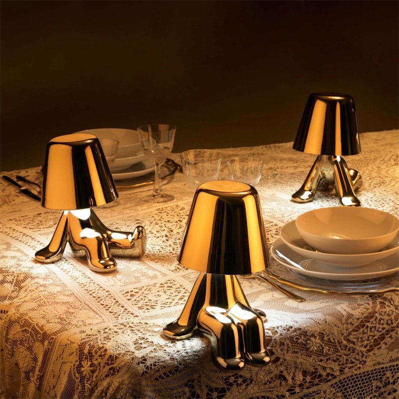 Lampe décorative dorée thinker