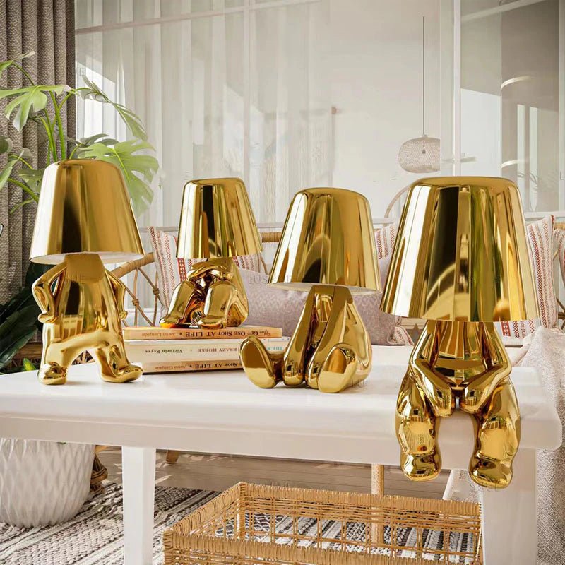 Lampe décorative dorée thinker