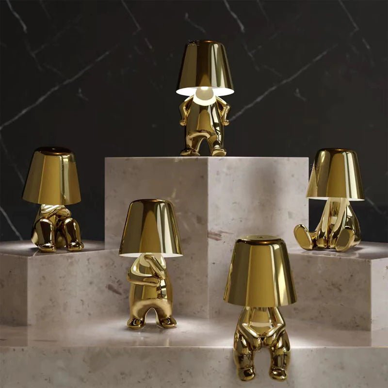 Lampe décorative dorée thinker