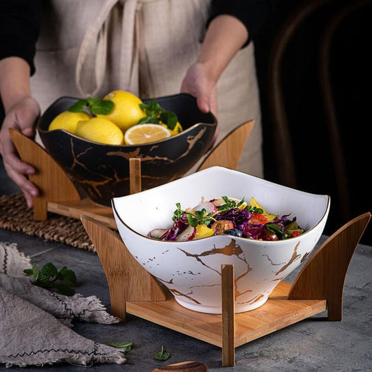 Saladier Design en Céramique Effet Marbre – Élégance pour la Table