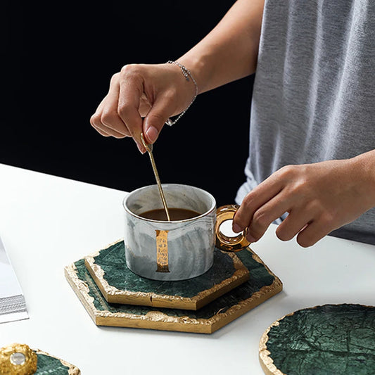 Sous-verres design en imitation marbre vert