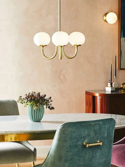 Plafonnier Moderne en Laiton avec Abat-Jours en Verre Rose