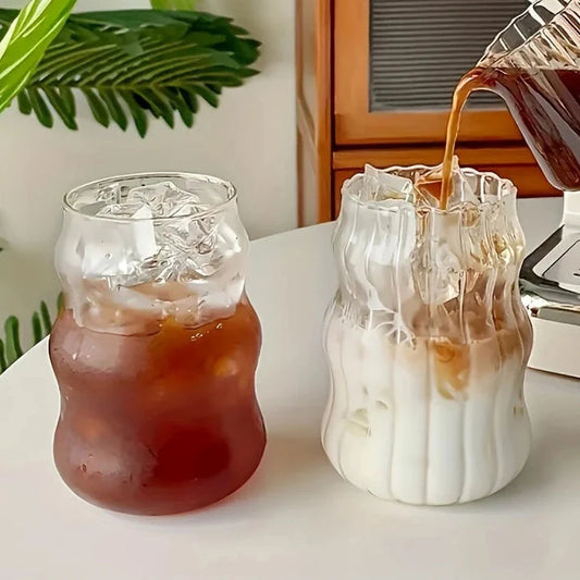 Set de 4 gobelets en verre côtelé résistants à la chaleur