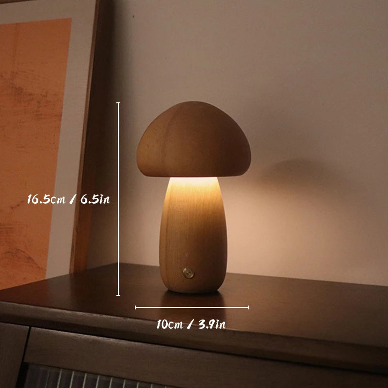 Lampe décorative champignon en bois
