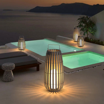 Lampe de Jardin en Rotin – Étanche et Rechargeable