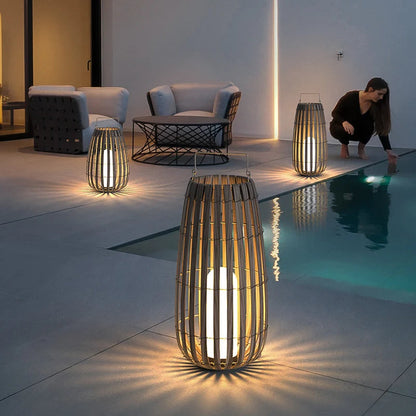 Lampe de Jardin en Rotin – Étanche et Rechargeable