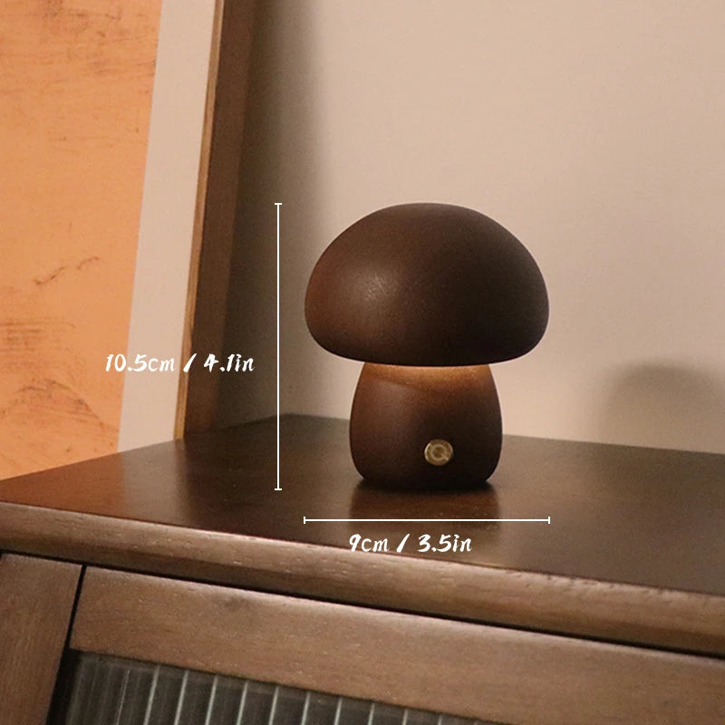Lampe décorative champignon en bois