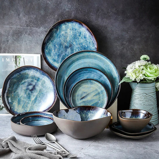 Service de Table Ocean Breeze – 11 Pièces en Porcelaine Émaillée