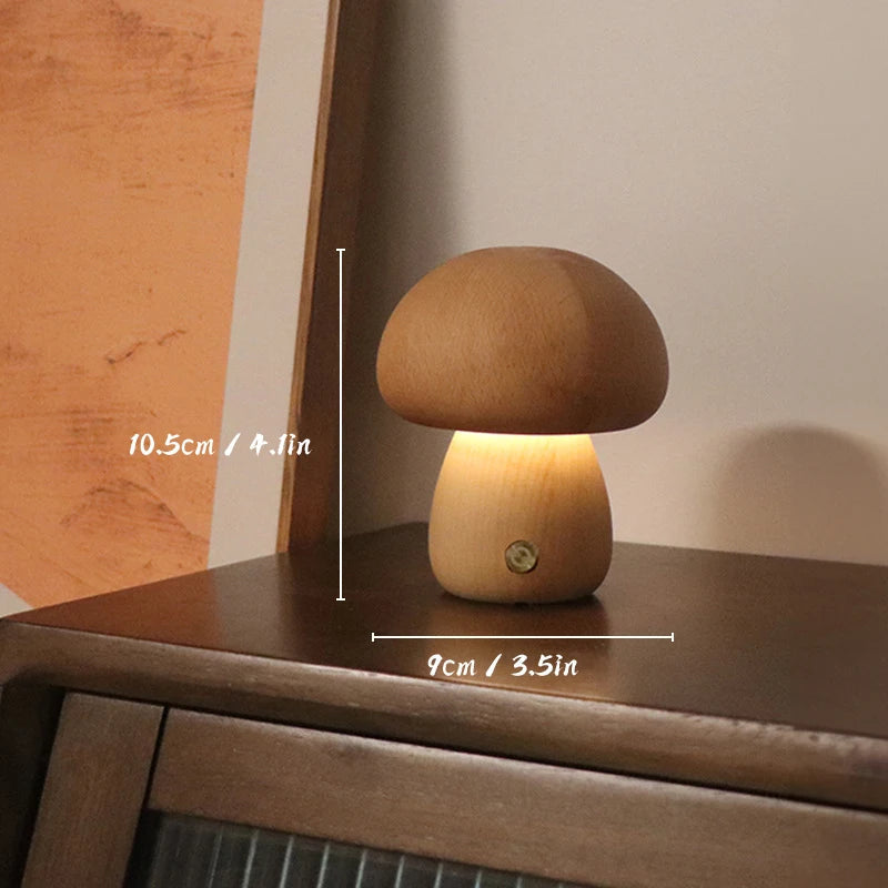 Lampe décorative champignon en bois