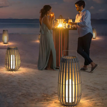Lampe de Jardin en Rotin – Étanche et Rechargeable