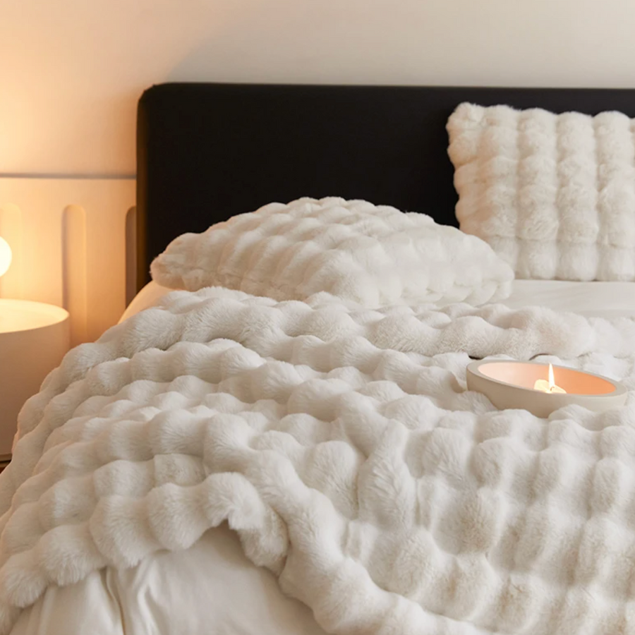 Couverture en fausse fourrure de lapin