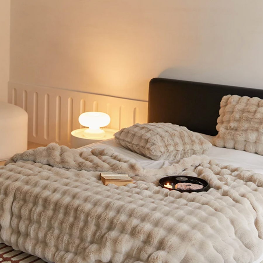 Couverture en fausse fourrure de lapin