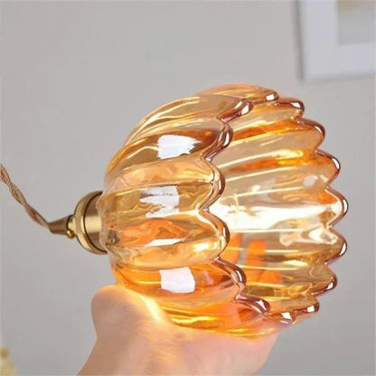 Suspension Japonaise Rétro en Verre à Fleurs | Éclairage Élégant et Traditionnel
