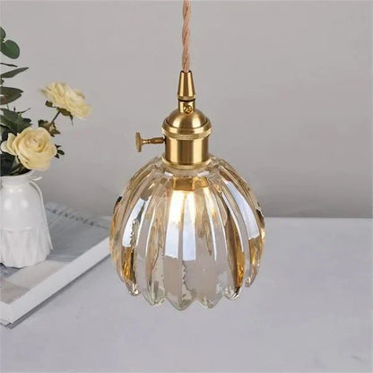Suspension Japonaise Rétro en Verre à Fleurs | Éclairage Élégant et Traditionnel