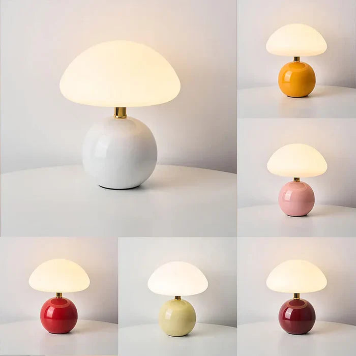 Lampe de Table Champignon en Céramique Crème