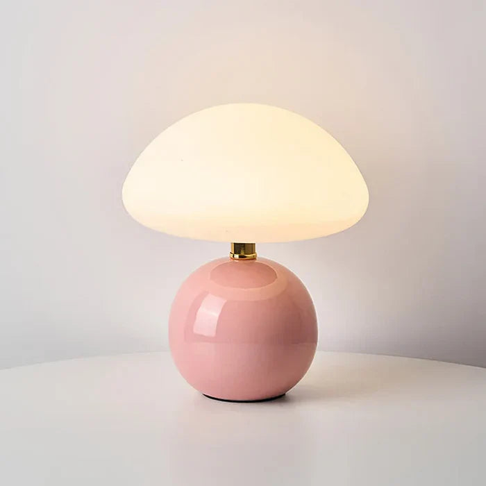 Lampe de Table Champignon en Céramique Crème