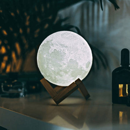 Lampe Lune 3D – Veilleuse Lunaire avec Deux Teintes et Contrôle Tactile