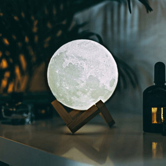 Lampe Lune 3D – Veilleuse Lunaire avec Deux Teintes et Contrôle Tactile