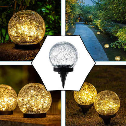 Globe solaire en verre craquelé