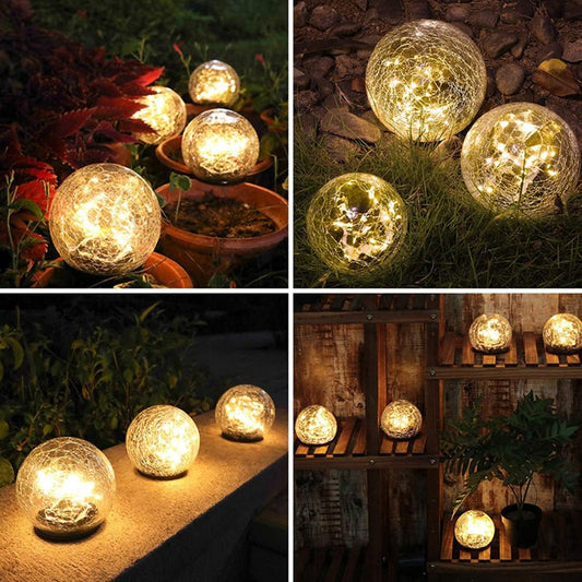 Globe solaire en verre craquelé